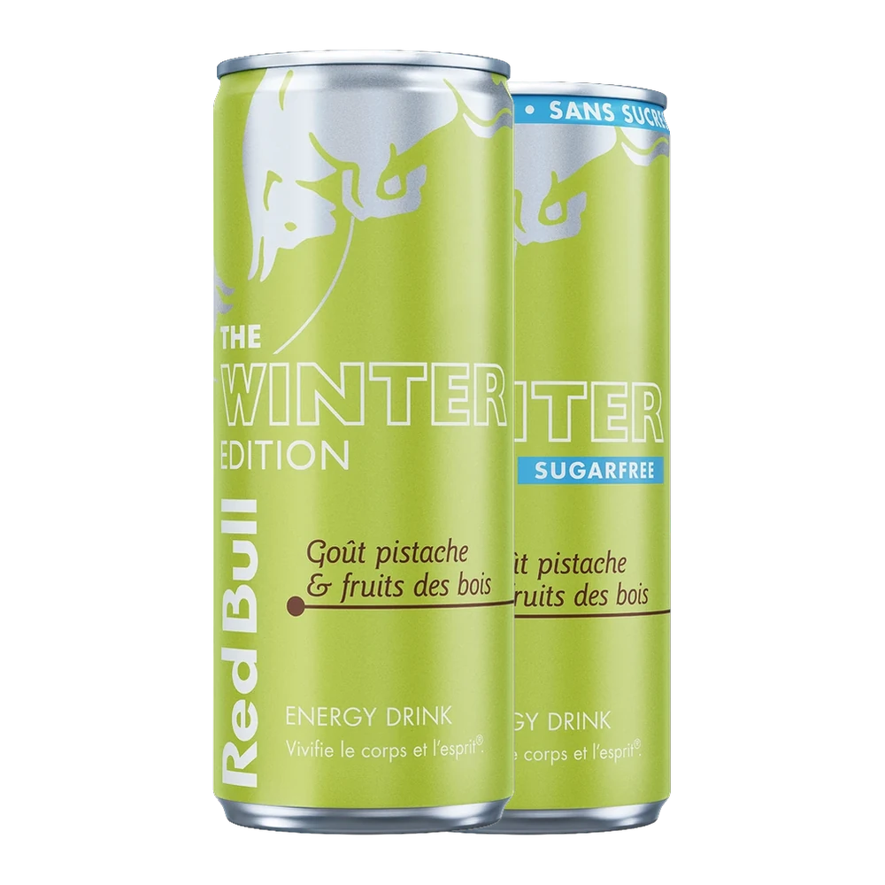 Red Bull Pistache et Fruits des bois, classique et sans sucres